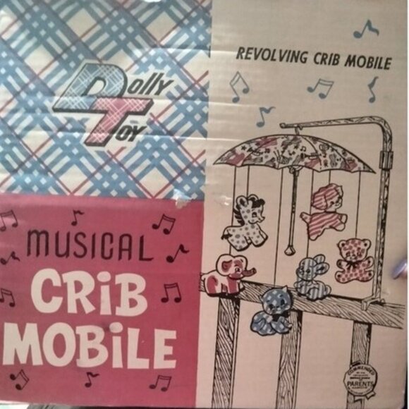 Vintage 1960's Revolving Working Dolly Toy Baby Crib Mobile In Box With Animals - Picture 1 of 9